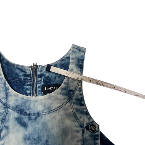 Bebe Denim Bodycon Mini Dress Blue Acid Wash Women’s 8 Y2K 2000s Club McBling - Picture 13 of 16